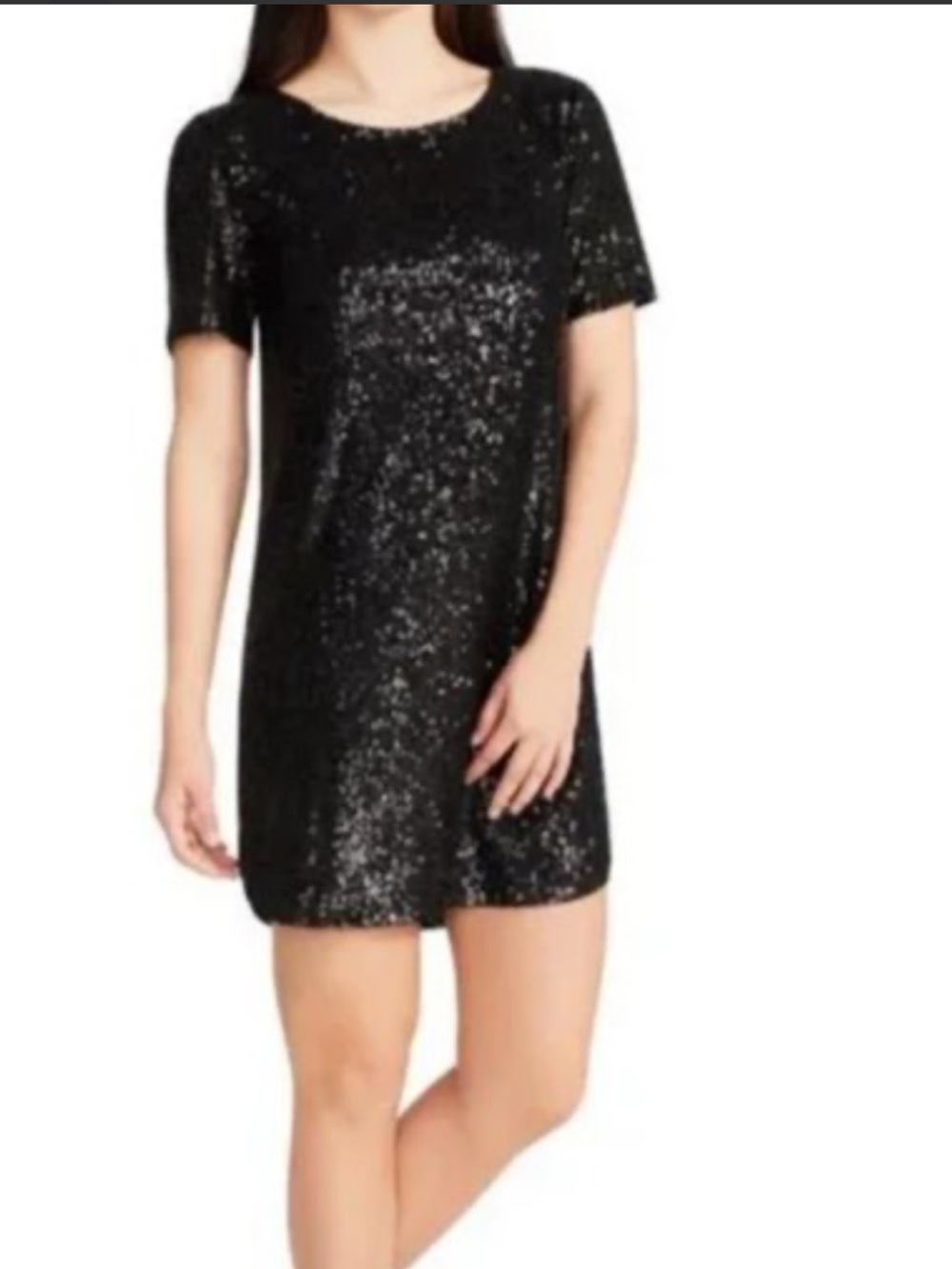 BB Dakota Hit The Lights Black Sequin Short Sleeve Mini Dress, Sz S